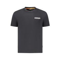 Napapijri Tricou barbati, cu imprimeu grafic pe fata si pe spate, Regular Fit, Negru, M