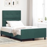 vidaXL Pat cu arcuri cu headboard Verde &icirc;nchis 120 x 190 cm Catifea 3344930
