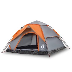 Cort camping cupola 5 persoane, gri/portocaliu, setare rapida foto