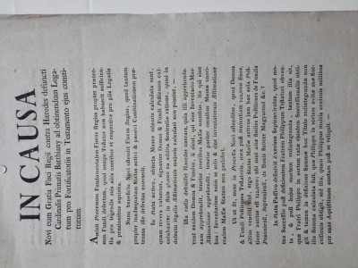 Document de la sf. secol XVIII privind Testamentul Cardinalului Primat Batthiany foto