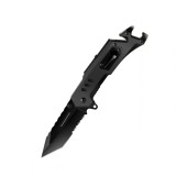 Cutit Buzunar Multifunctional 9 in 1 Pliabil cu LED, Amnar, Fluier, Surubelnita, Fierastrau, Otel 440C, 21cm, Camping, Supravietuire