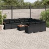 Gossi set canapele de gradina, 12 piese, cu perne, negru, poliratan