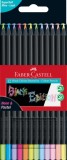 Creioane colorate, 12 culori pastel + neon, Black edition, Faber-castell, Faber Castell