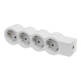 Bloc Legrand 694575, 4 prize, 3680 W, contact de protectie, protectie copii, alb + gri