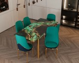 Cumpara ieftin Set masa extensibila cu 6 scaune Lux Culoare Verde