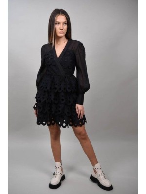 ROCHIE BANCHET SCURTA CU VOLANE GOSSAMARA Negru S-M foto