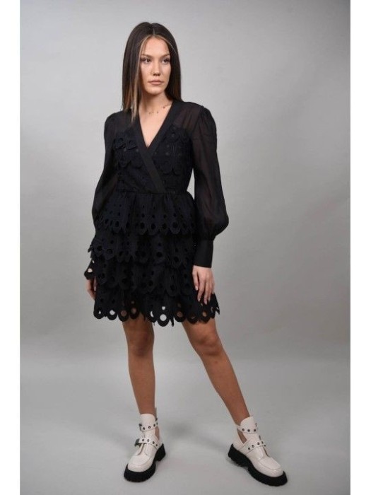 ROCHIE BANCHET SCURTA CU VOLANE GOSSAMARA Negru S-M