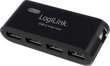 HUB extern LOGILINK, porturi USB: USB 2.0 x 4, conectare prin USB 2.0, alimentare retea 220 V, negru, &quot;UA0085&quot; (timbru verde 0.8 lei)