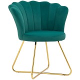 HOMCOM Fotoliu coquillage fotoliu de machiaj fotoliu din catifea fotoliu de salon cu picioare din oțel 69 x 64 x 80 cm verde &icirc;nchis | Aosom Romania
