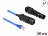 Cablu prelungitor RJ45 Cat.6 waterproof si protectie indoire 0.25m Bleu, Delock 66809