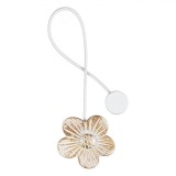 Brosă Decorativă Perdea, Floare Lemn, Auriu și Alb Patinat, Magnet, 6cm, Oem