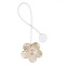 Brosă Decorativă Perdea, Floare Lemn, Auriu și Alb Patinat, Magnet, 6cm