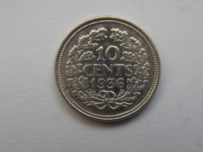 10 CENTS 1936 OLANDA-argint foto