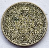 497. Moneda India Britanica 1/4 rupees 1943 - Argint