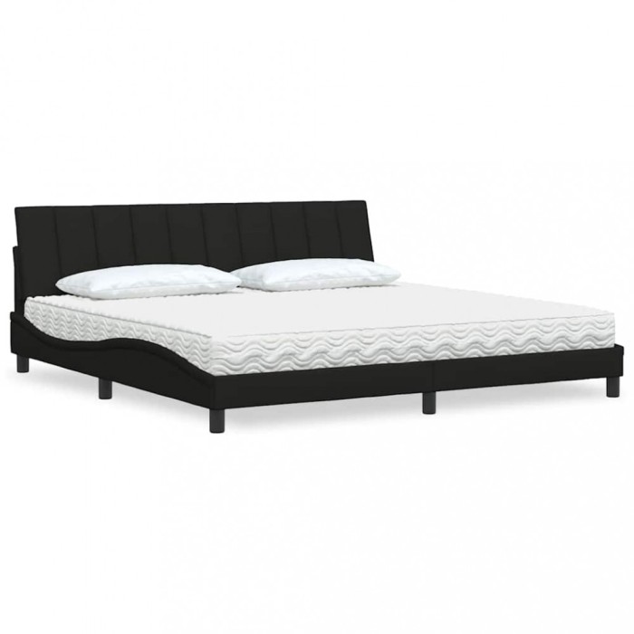 vidaXL Pat cu saltea, Hanko, negru, 200x200 cm, textil 3310554