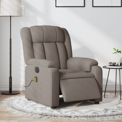 vidaXL Fotoliu electric de masaj rabatabil, gri taupe, textil foto
