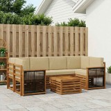 vidaXL Set de canapele de exterior cu pernă 7 pcs Natural și Bej 3384084