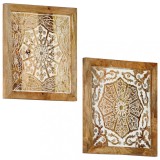 Panouri perete sculptate manual 2 buc. 40x40x1,5 cm lemn mango