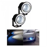 Set 2 Proiectoare Auto LED Angel Eyes 76mm 6000K 12V, Aluminiu, Negru, IP65, 3200 Lumeni, Distanta 50-200m, Durata 50000 ore