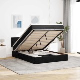 Gossi cadru pat otoman cu saltea, catifea neagra 140x200cm
