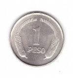 Moneda Columbia 1 peso 1974, stare foarte buna, curata, America Centrala si de Sud, Cupru-Nichel