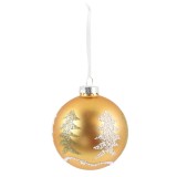 Glob de Craciun, auriu + alb, 66780005, 8 cm, sticla, rotund