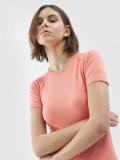 Tricou de alergare pe teren fără cusături pentru femei - roz somon, 4F Sportswear