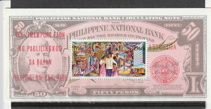 Sarbatorirea bancnotei nationale,colita,Filipine.
