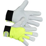 Manusi piele de capra, poliester, reflectorizante, alb si galben, marimea 10/XL, Strend Pro Marvic