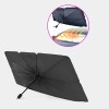 Parasolar auto tip umbrela, pliabil, protectie UV, acoperire extinsa, dimensiuni 130x75 cm, termoizolant, negru/argintiu