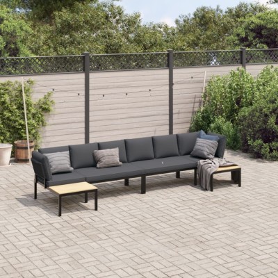 Gossi set mobilier de gradina cu perne, 4 piese, negru, aluminiu foto