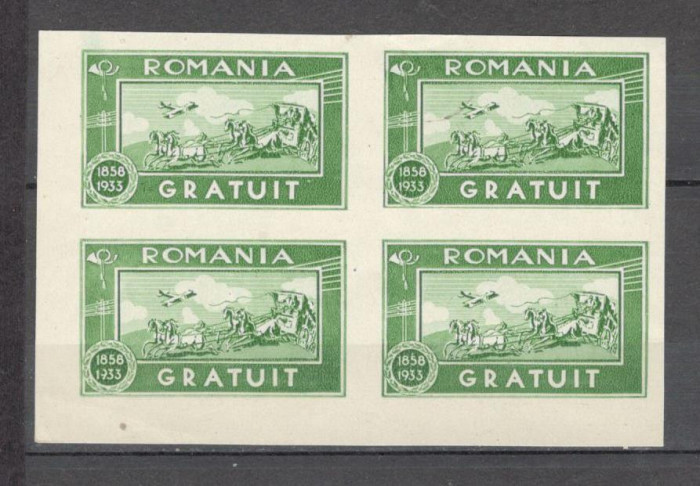 Romania.1933 Scutire de porto-Gratuit bloc 4 TR.646