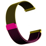 Curea otel, Milanese Loop Slim, compatibila cu Huawei Watch GT 4 46mm, Telescoape QR, 22mm, Purple Green