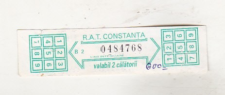 bnk div Romania RAT Constanta - bilet 2 calatorii - linii interioare