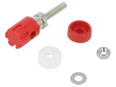 Soclu banană 4mm 15A roșu nichelat pe panou