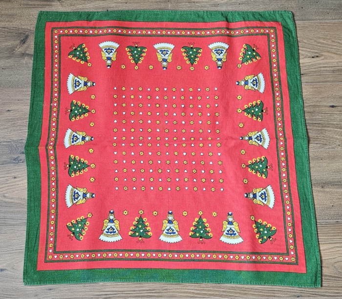 FATA DE MASA VINTAGE DIN BUMBAC CU MODEL DE CRĂCIUN