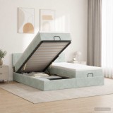 Cumpara ieftin Pat Ottoman cu Saltea si LED Gri deschis 180 x 200 cm Catifea