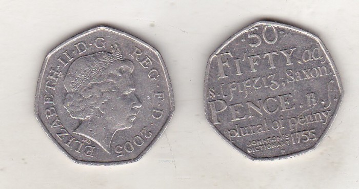 bnk mnd Marea Britanie Anglia 50 pence 2005 - comemorativa