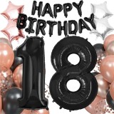 Set 53 baloane si decoratiuni Aniversare Majorat 18 Ani, negru roz Household NewTrend
