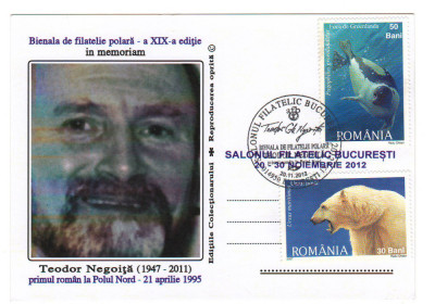 CPIB 21729 - CARTE POSTALA - TEODOR NEGOITA, PRIMUL ROMAN LA POLUL NORD, 1995 foto