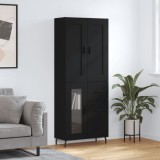 Dulap &icirc;nalt, negru, 69,5x34x180 cm, lemn compozit