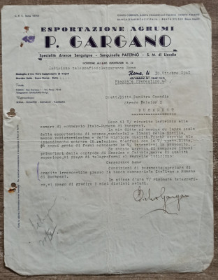 Scrisoare catre comerciant roman, P. Gargano, Roma 1941 foto