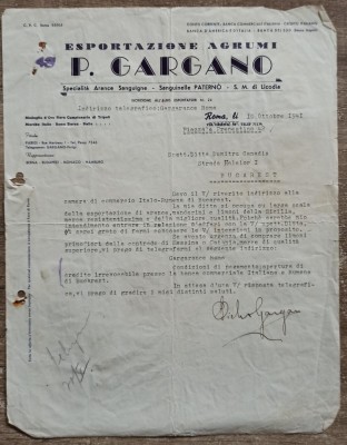 Scrisoare catre comerciant roman, P. Gargano, Roma 1941 foto