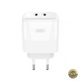 Incarcator Retea XO Design L140 35W 3A 2 x USB-C Alb