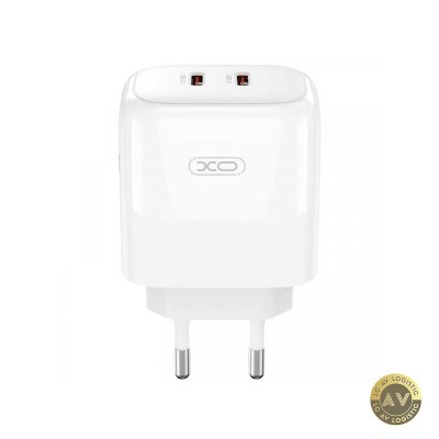 Incarcator Retea XO Design L140 35W 3A 2 x USB-C Alb foto