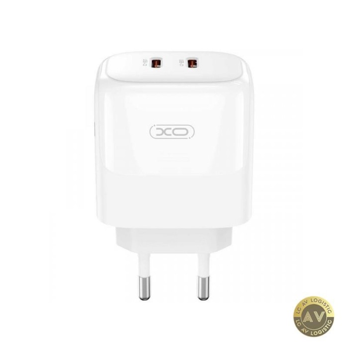 Incarcator Retea XO Design L140 35W 3A 2 x USB-C Alb