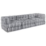 vidaXL Canapea Modulară cu 3 Locuri și Pouffe - Gri Deschis din Țesătură, Se transformă simplu
