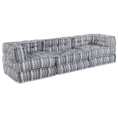vidaXL Canapea Modulară cu 3 Locuri și Pouffe - Gri Deschis din Țesătură, Se transformă simplu foto
