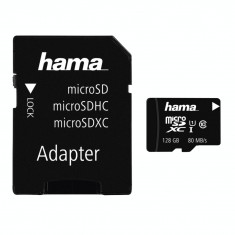 Card de memorie Hama microSDXC 128GB Class 10 UHS-I 80MB/s + Adaptor foto