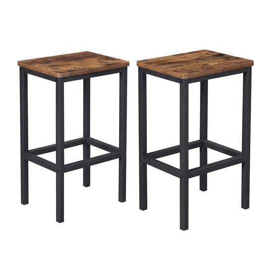 Set 2 scaune de bucatarie/bar, Artool, pal si otel, maro rustic, negru, 40x30x65 cm GartenVIP DiyLine